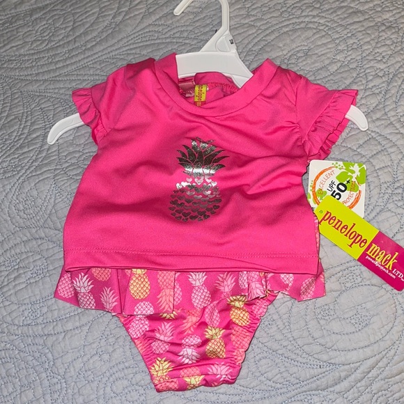 NWT Penelope Mack Ltd. UPF 50+ swimsuit rash guard swim shirt ruffle bottoms - Picture 2 of 7